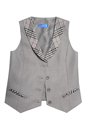 Жилет для девочки РОЗА цвет серая клетка 