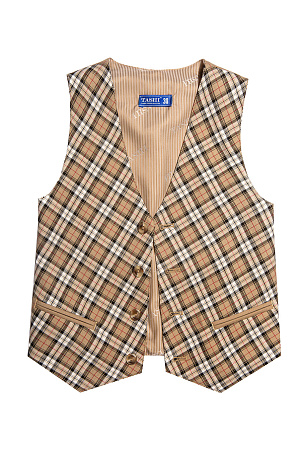 Жилет для мальчика ПРЕЗИДЕНТ цвет бежевая клетка 