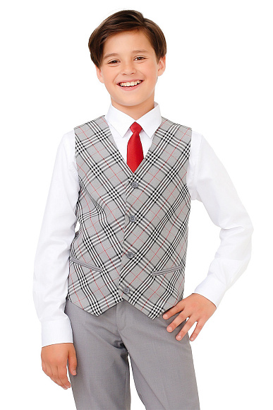 Жилет в серую клетку.