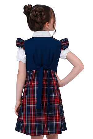 Сарафан с крылышками MEDIUM цвет синий 015 с красной клеткой 