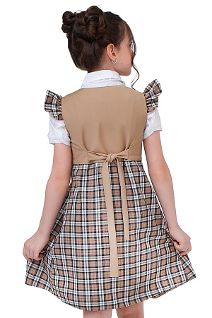 Сарафан с крылышками цвет бежевая клетка