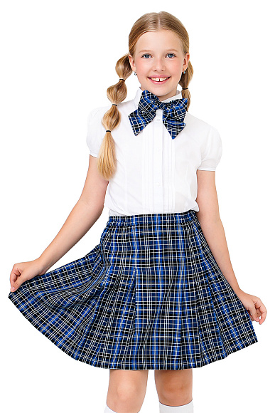 Юбка в тёмно-синюю клетку со складками 2 500 ₽.