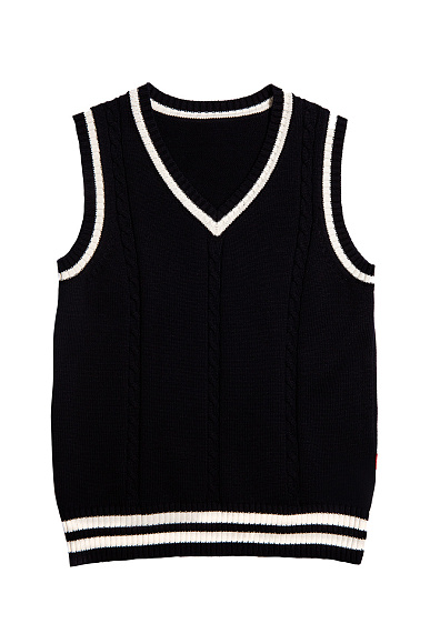 Жилет трикотажный синий в белую полоску 2 500 ₽.