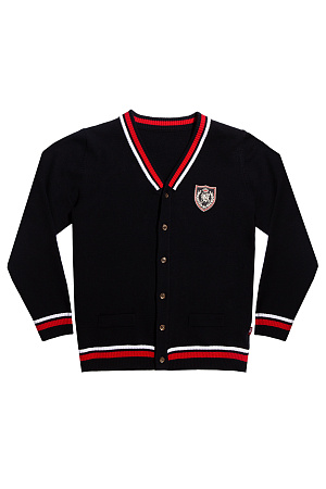 Кардиган трикотажный цвет синий красная полоска