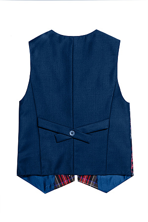 Жилет для мальчика ПРЕЗИДЕНТ цвет синий 015 красная клетка 