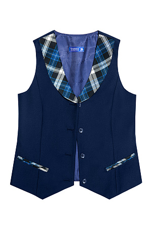 Жилет для девочки РОЗА цвет синяя клетка 