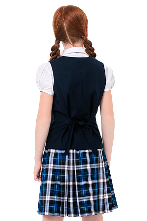 Жилет для девочки РОЗА цвет синяя клетка 