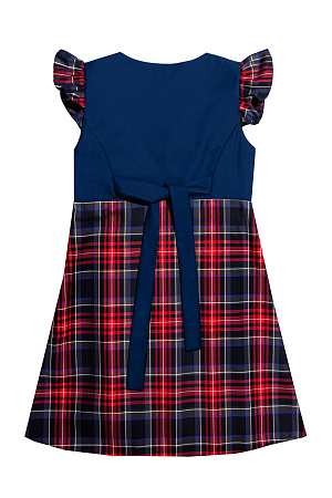 Сарафан с крылышками MEDIUM цвет синий 015 с красной клеткой 