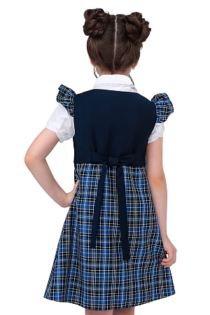 Сарафан с крылышками цвет темно-синяя клетка