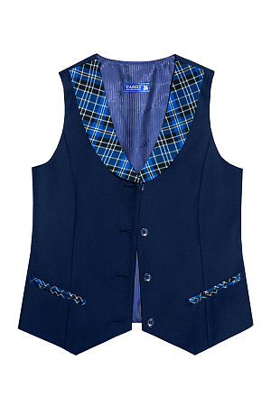 Жилет для девочки РОЗА цвет темно-синяя клетка